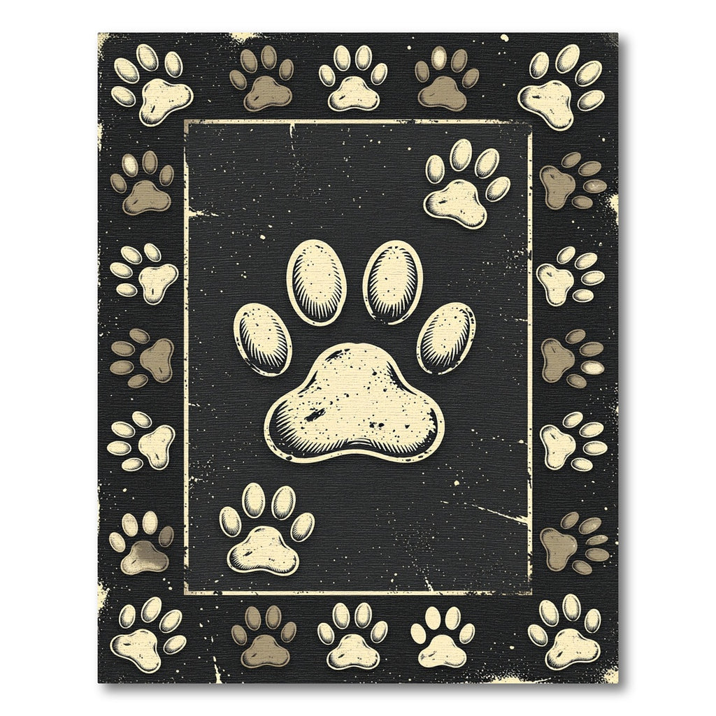 Rustic Distressed Paw Print Backdrop Rug