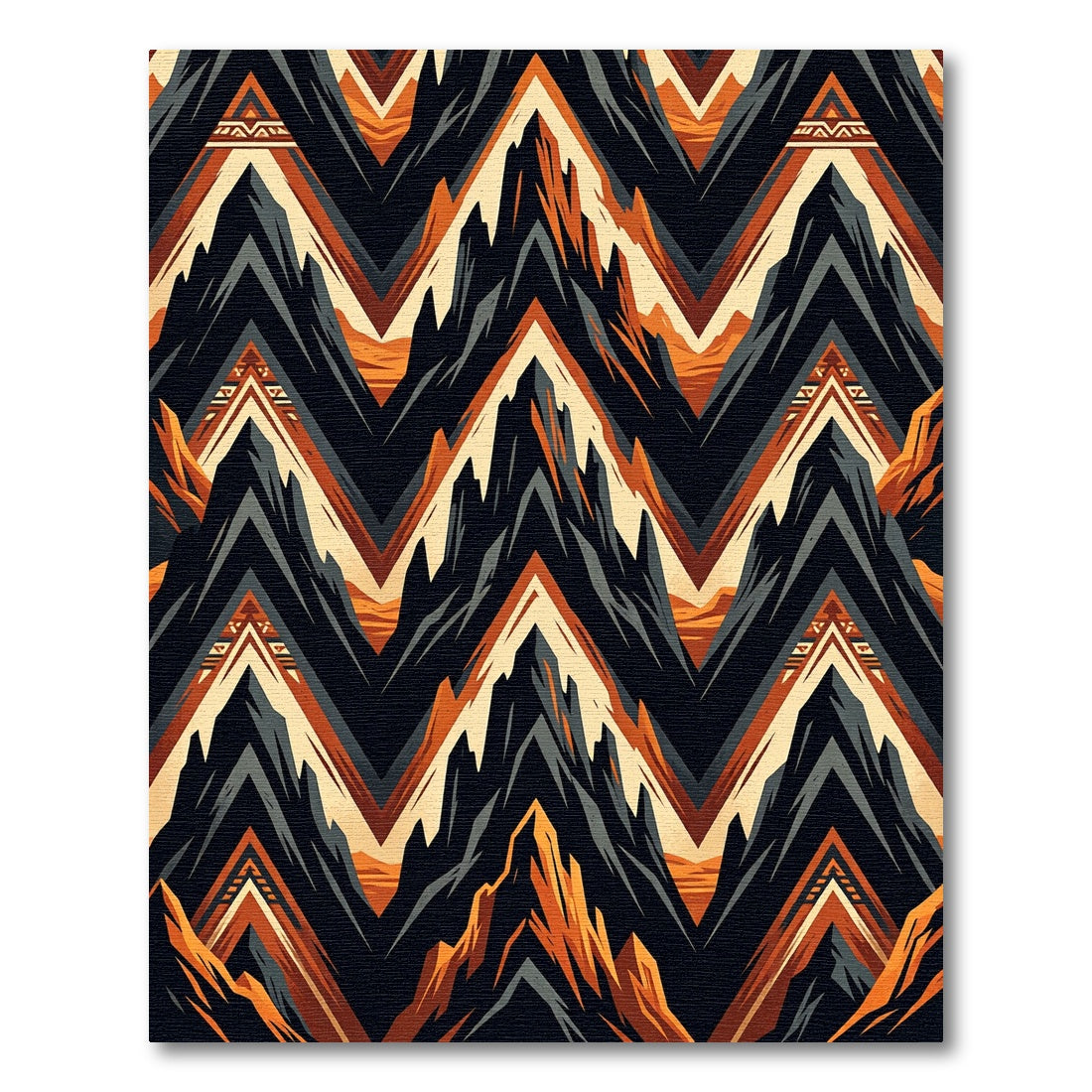 Crimson Black Mountain Chevron Waves Rug