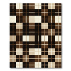 Modern Chocolate Brown Grid Checkered Rug