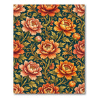 Vibrant Orange Peony Floral Scroll Rug