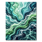 Emerald Teal Abstract Swirl Watercolor Rug