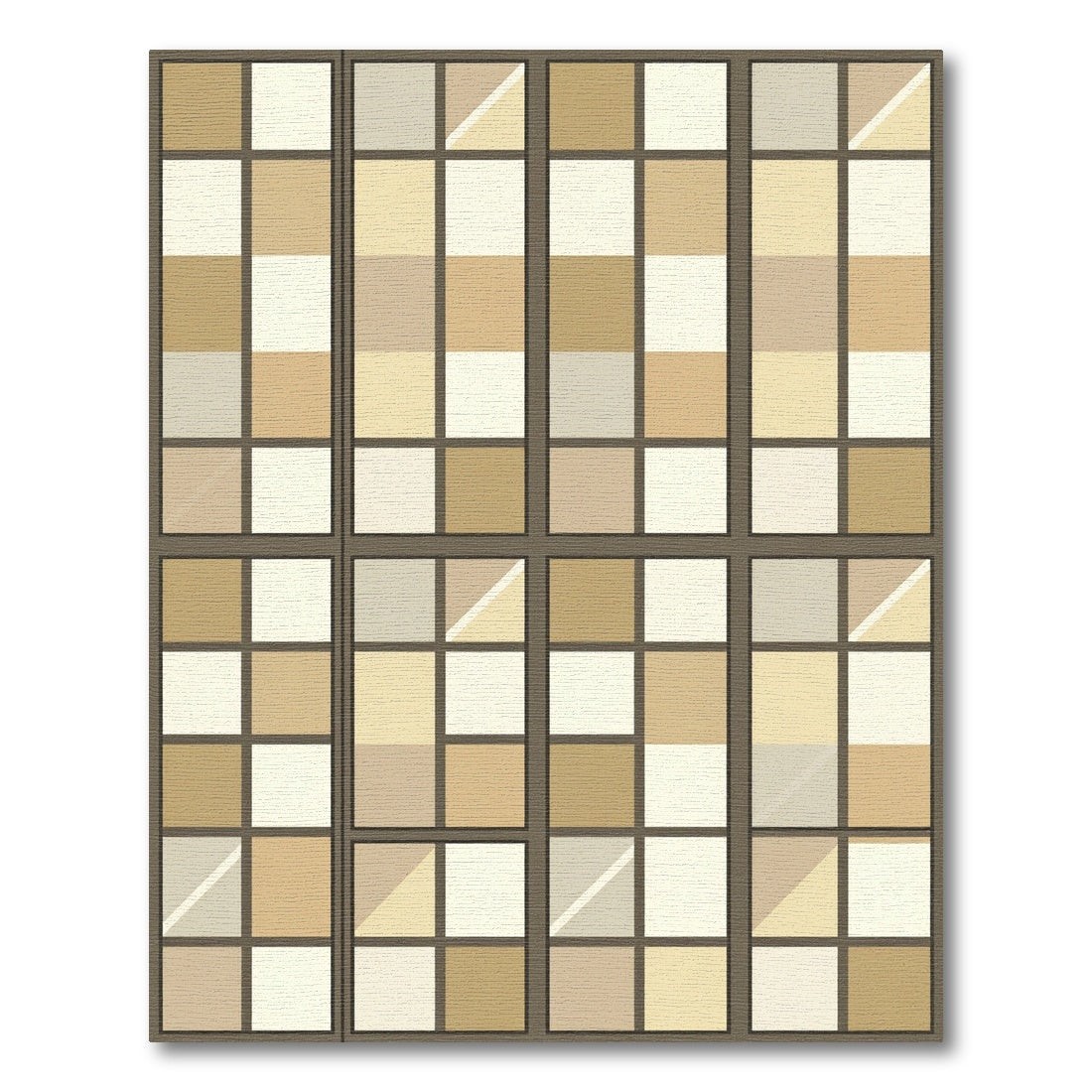 Soft Warm Neutral Square Grid Rug