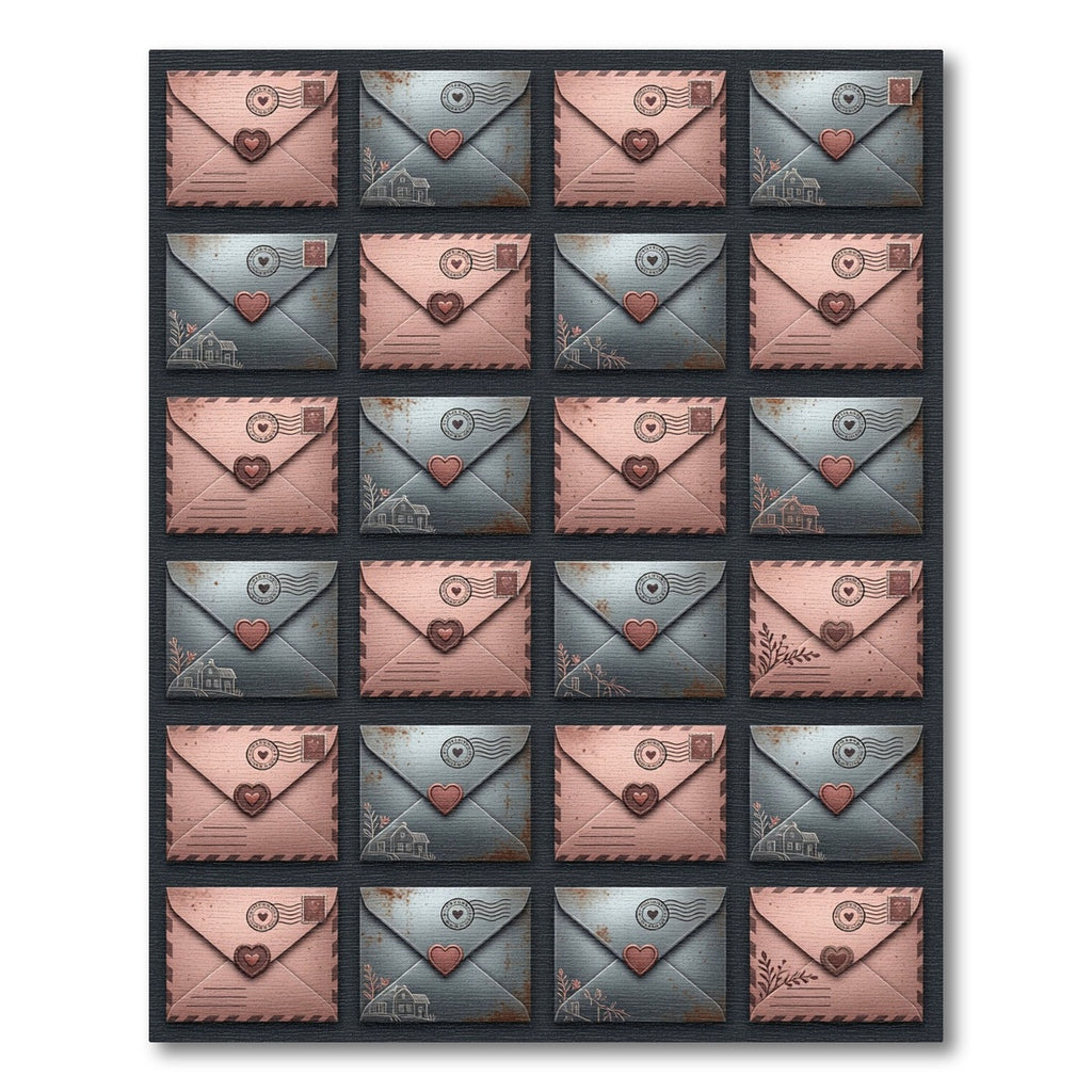 Rose Gold Slate Heart Envelopes Stamp Rug