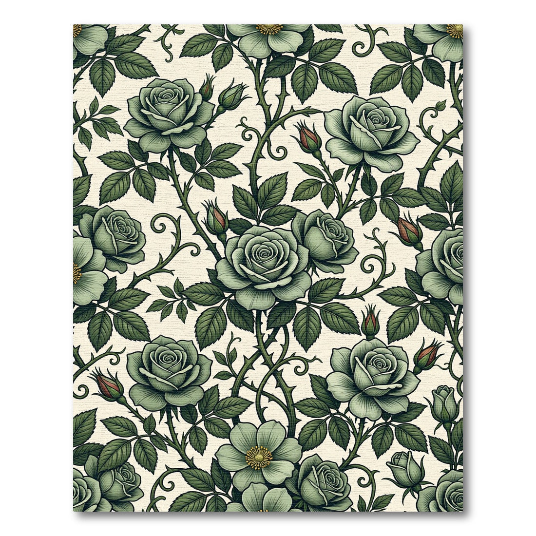 Vintage Sage Rose Botanical Garden Rug