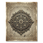 Ornate Golden Floral Filigree Medallion Rug