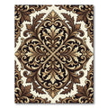 Elegant Cream and Bronze Damask Filigree Rug
