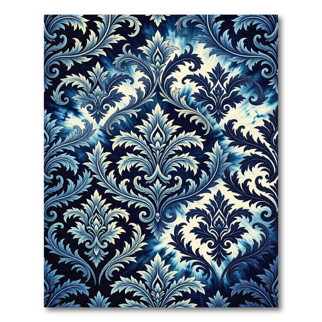 Deep Blue Traditional Acanthus Leaf Rug