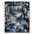 Industrial Blue Splatter Abstract Rug
