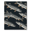 Northern Pike Aquatic Black Fish Illustration Rug