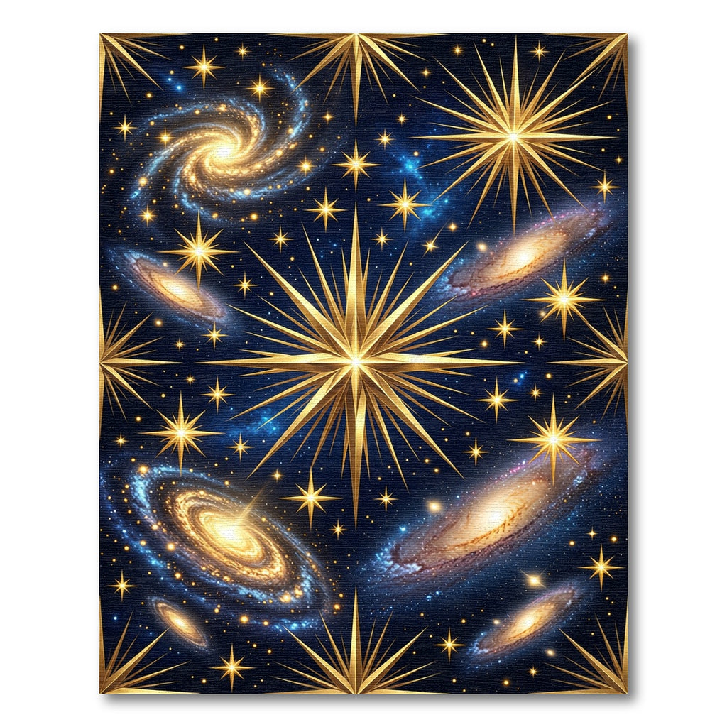 Golden Cosmic Starry Galaxy Celestial Rug