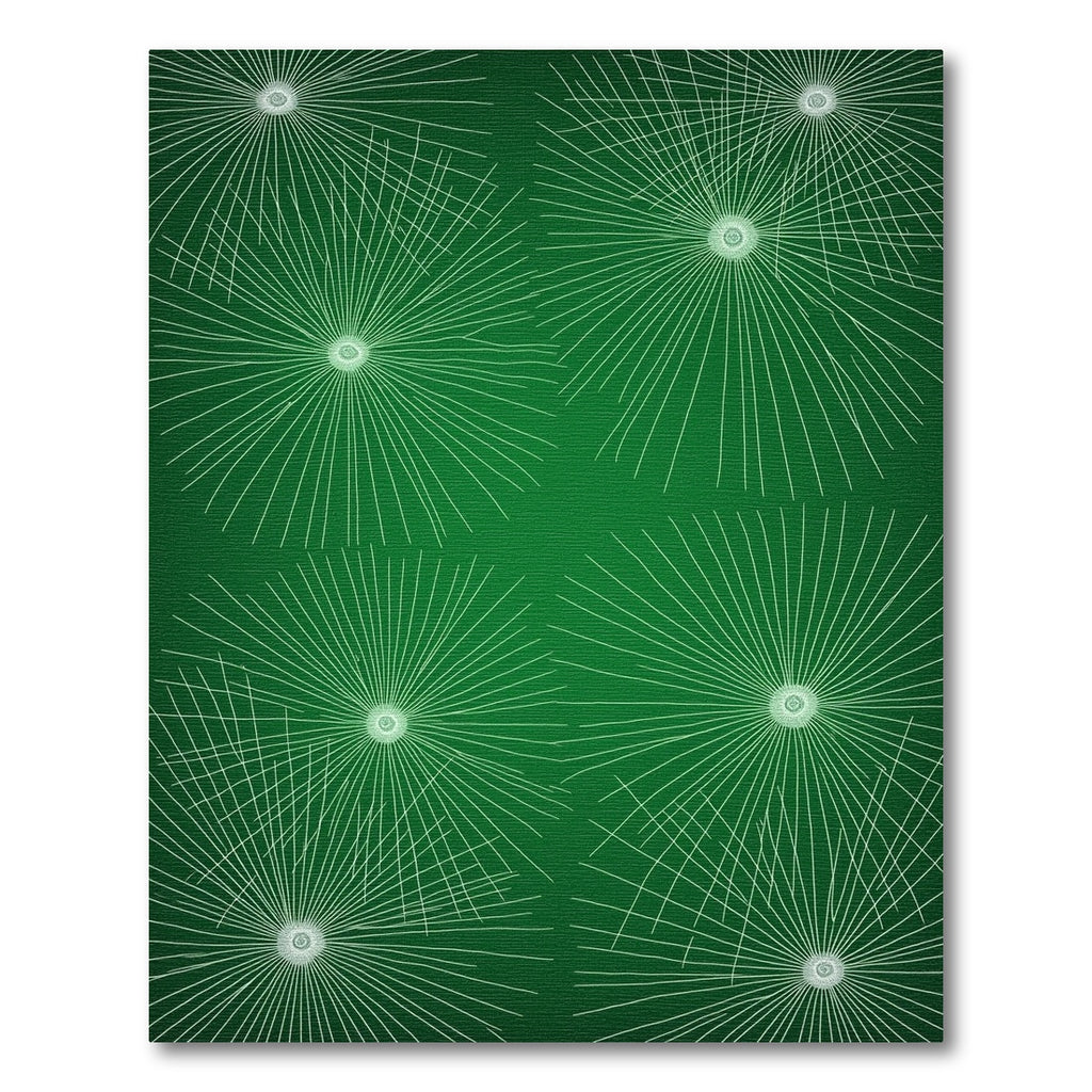 Green White Burst Starburst Scatter Rug