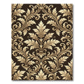 Elegant Gold Acanthus Leaf Damask Rug