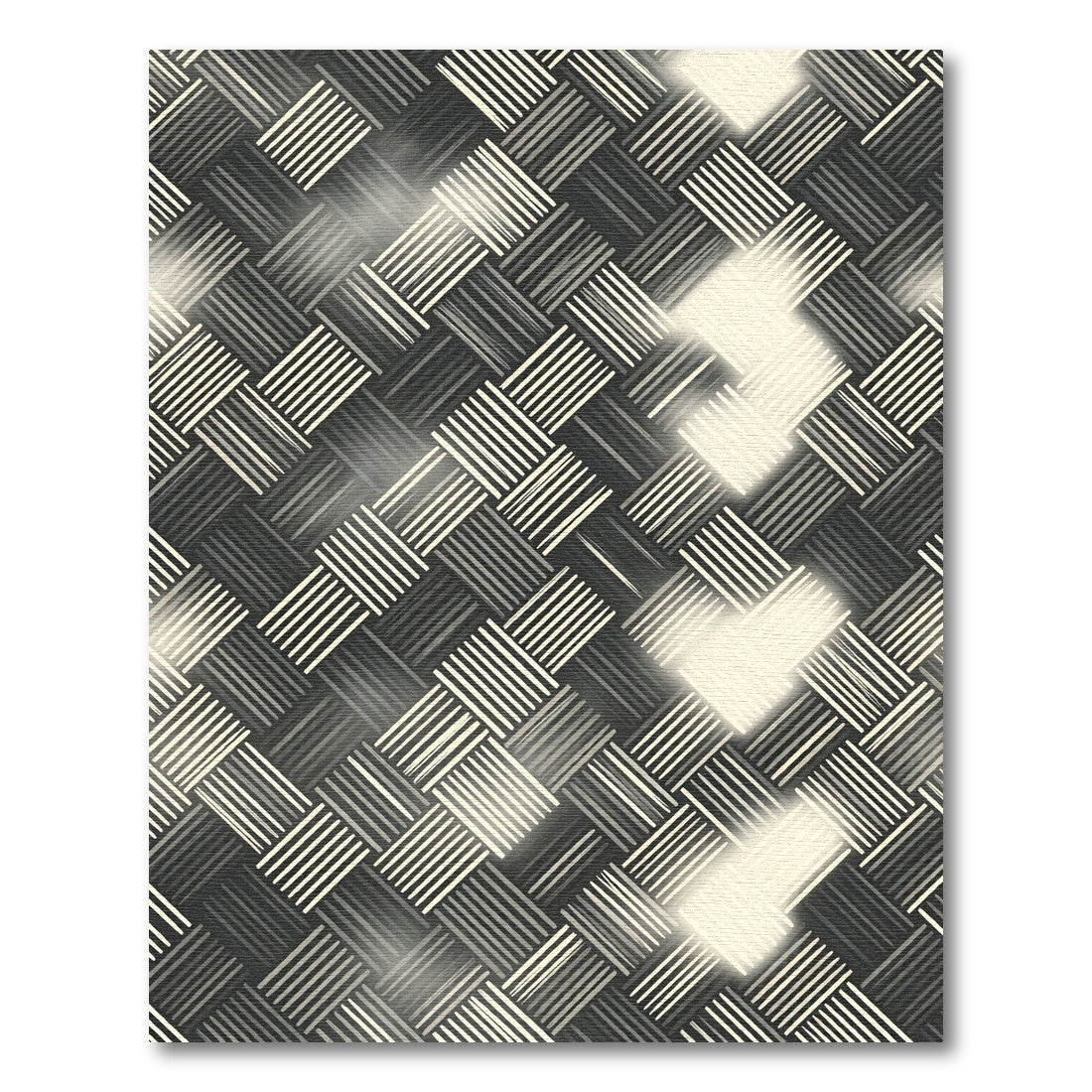 Monochrome Woven Texture Herringbone Rug