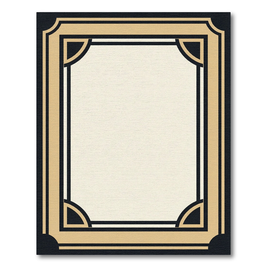 Art Deco Black Gold Geometric Frame Rug