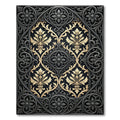 Ornate Black Gold Damask Filigree Rug