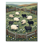Pastoral Sheep and Wildflower Meadow Rug