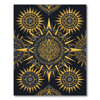 Golden Aztec Sunburst Celestial Medallion Rug