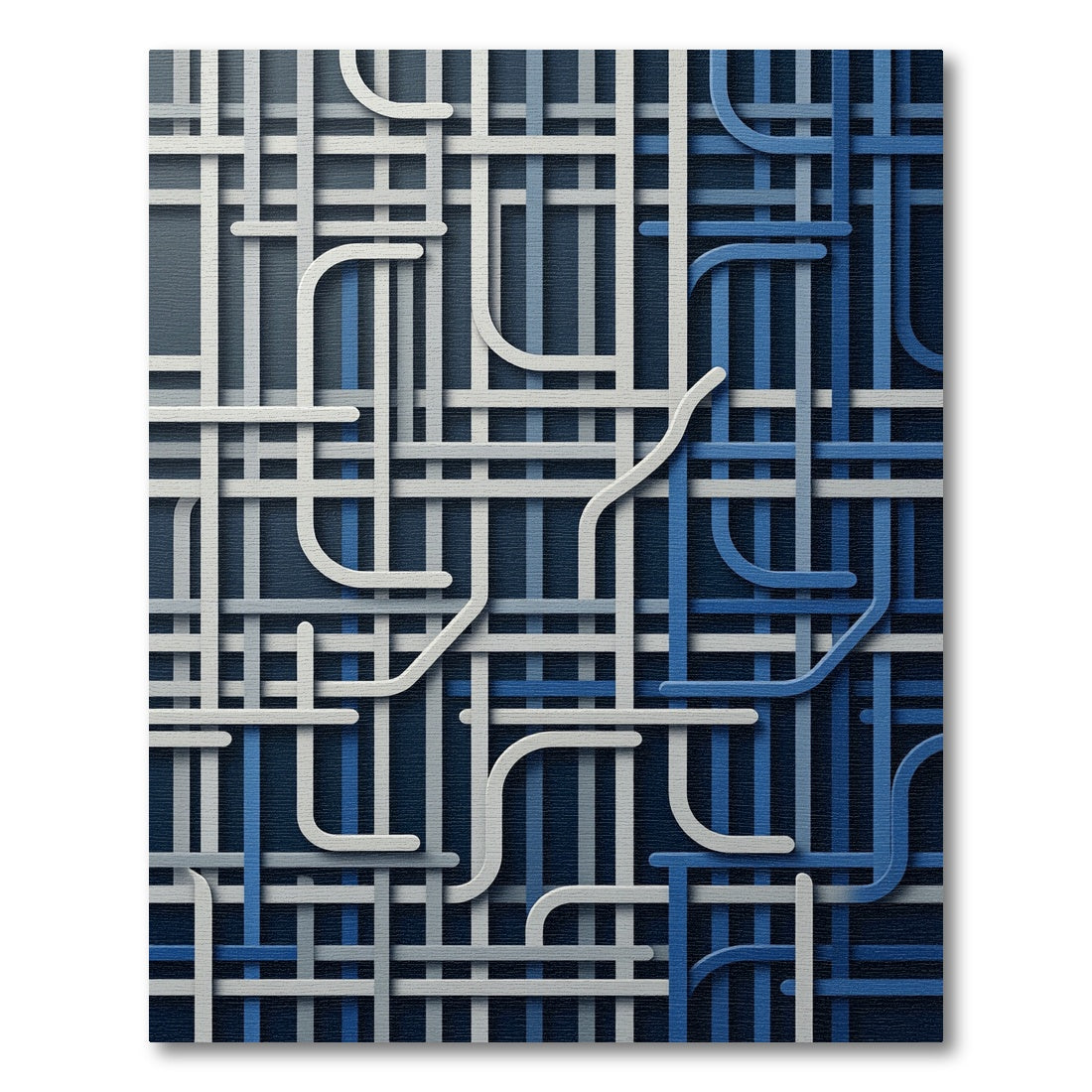Modern Blue and Gray Geometric Intertwining Lines Rug