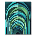 Teal Emerald Abstract Architectural Arch Rug