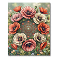 Vibrant Floral Poppies with Ornate Medallion Rug