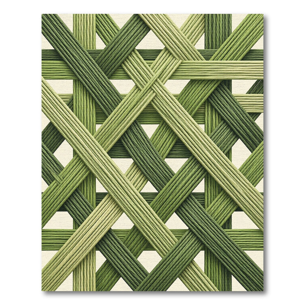 Olive Green Geometric Interwoven Lattice Rug