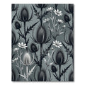 Dark Gray Botanical Thistle Floral Rug
