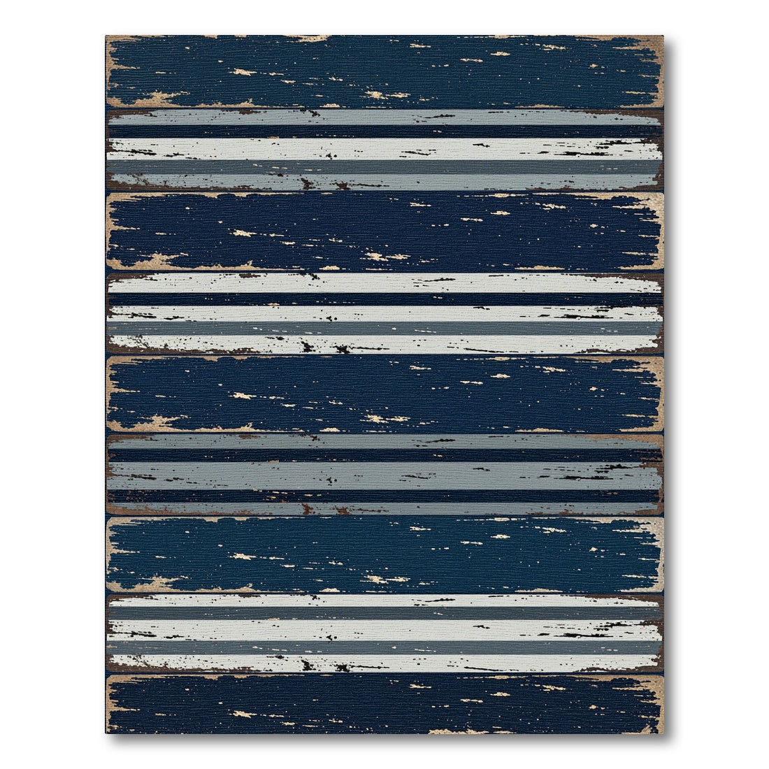 Distressed Navy and Gray Horizontal Stripe Rug