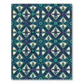 Teal Blue Geometric Rose Medallion Rug
