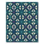 Teal Blue Geometric Rose Medallion Rug