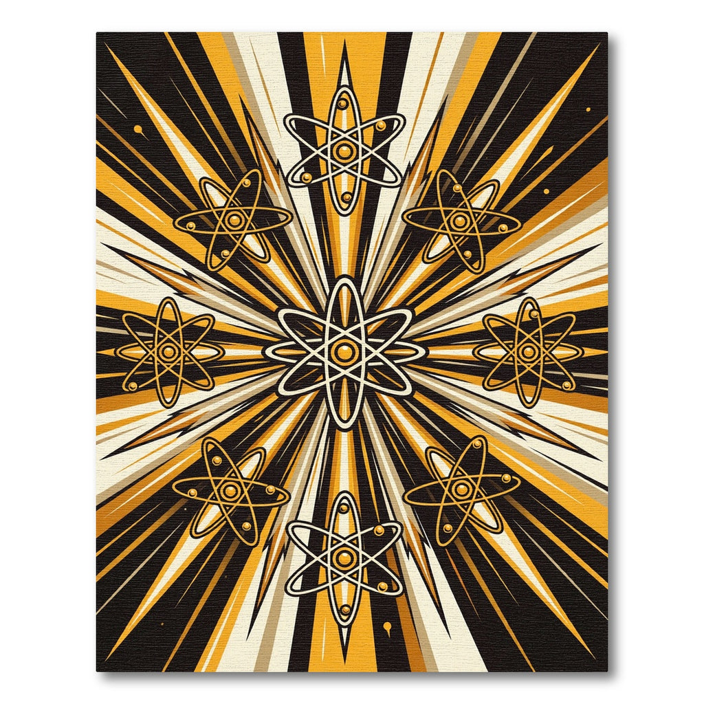 Atomic Gold Celestial Geometric Burst Rug