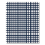 Navy Grid Geometric Graphic Tile Rug