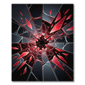 Shattered Crimson Glass Abstract Geometric Rug