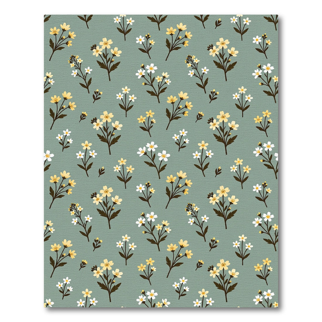 Sage Green Yellow Floral Meadow Rug