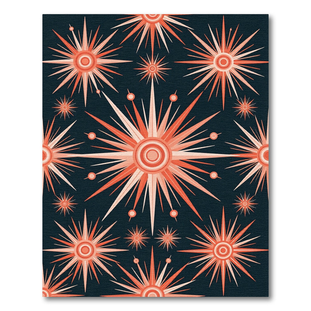 Coral Sunburst Star Burst Rug