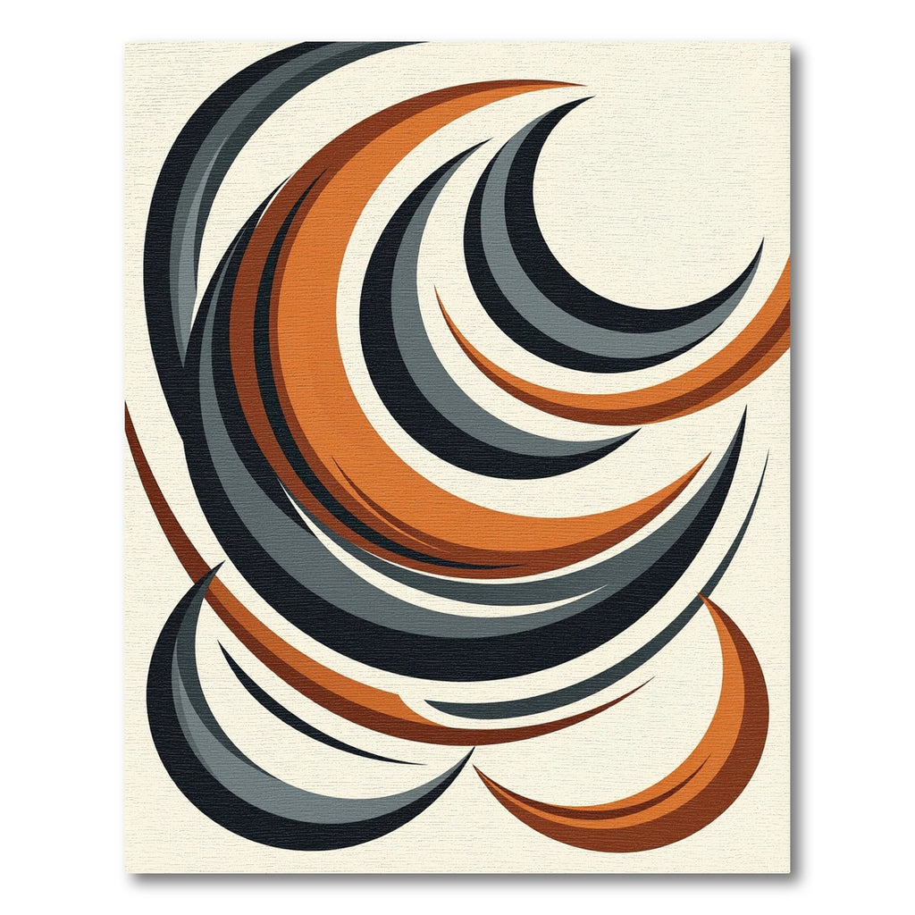 Mid-Century Modern Abstract Curved Arc Rug