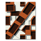 Bold Terracotta Geometric Architectural Block Rug