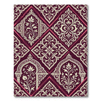 Damask Burgundy Cream Ornate Geometric Lattice Rug