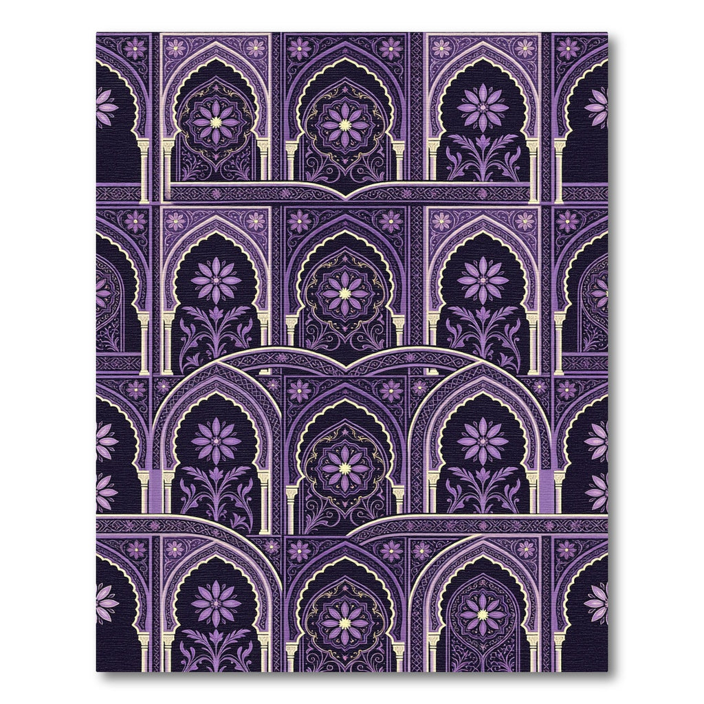 Purple Arch Floral Medallion Scene Rug
