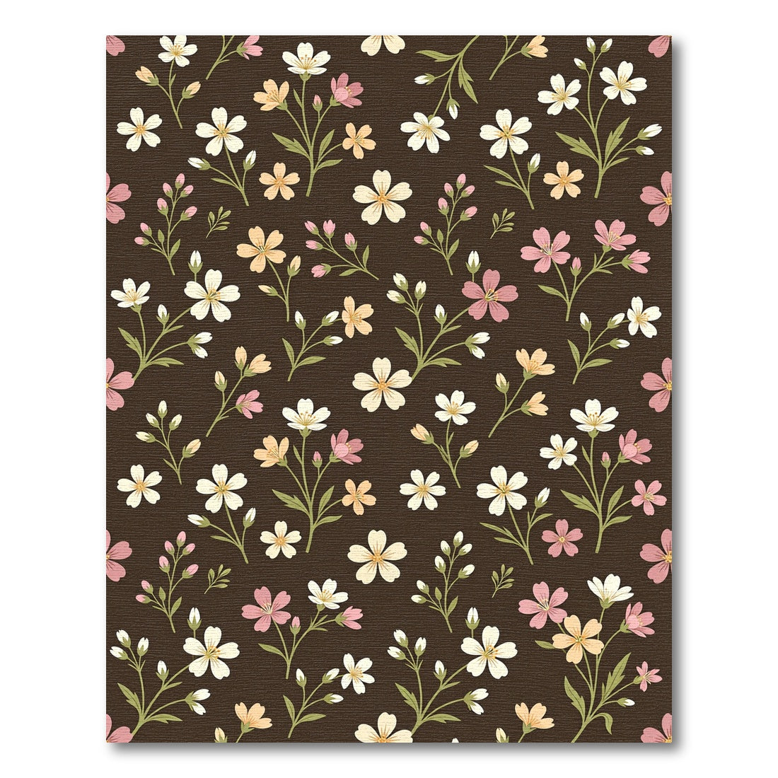 Brown Floral Garden Blossom Arrangement Rug