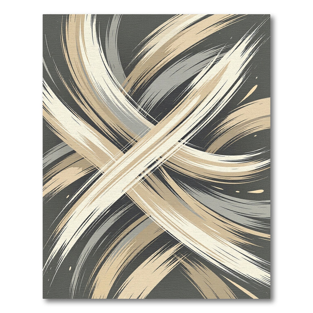 Neutral Abstract Brushstroke Swirl Rug