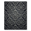 Sophisticated Charcoal Gothic Quatrefoil Scroll Rug
