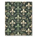 Regal Green Fleur-de-lis Royal Crown Wallpaper Rug