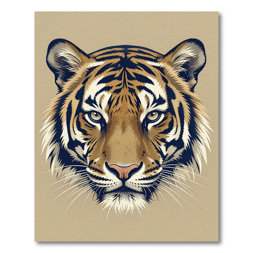Majestic Symmetrical Orange Tiger Portrait Rug