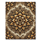 Golden Baroque Floral Damask Medallion Rug