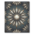 Gilded Starburst Medallion Slate Art Rug