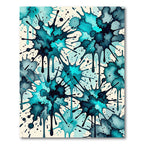 Abstract Teal Ink Splatter Liquid Art Rug