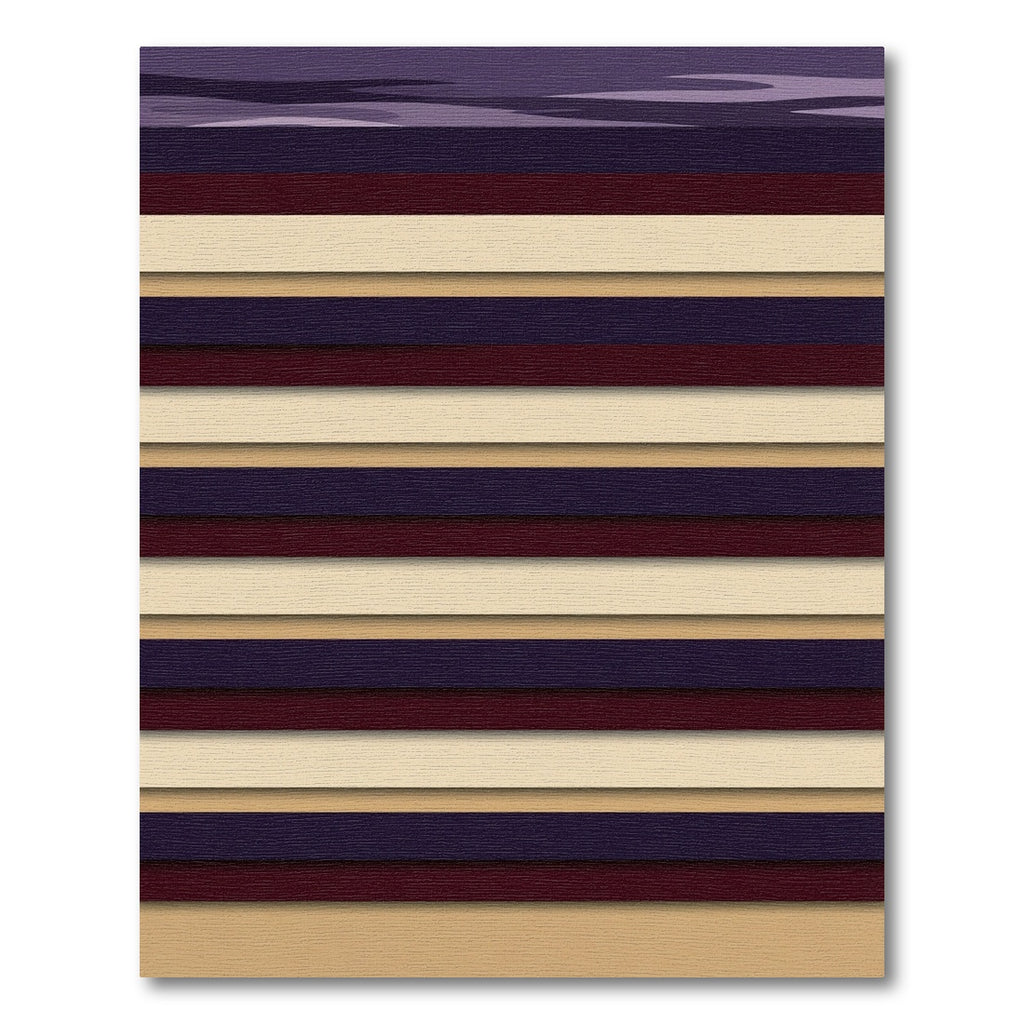 Deep Plum Cream Striped Composition Rug