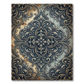 Elegant Damask Scrollwork Slate Beige Rug