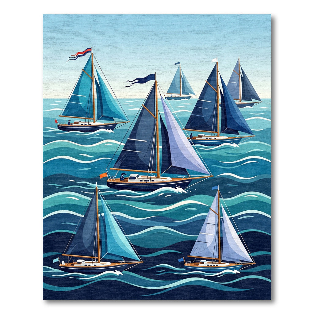 Nautical Sailboats Sailing Ocean Waves Rug