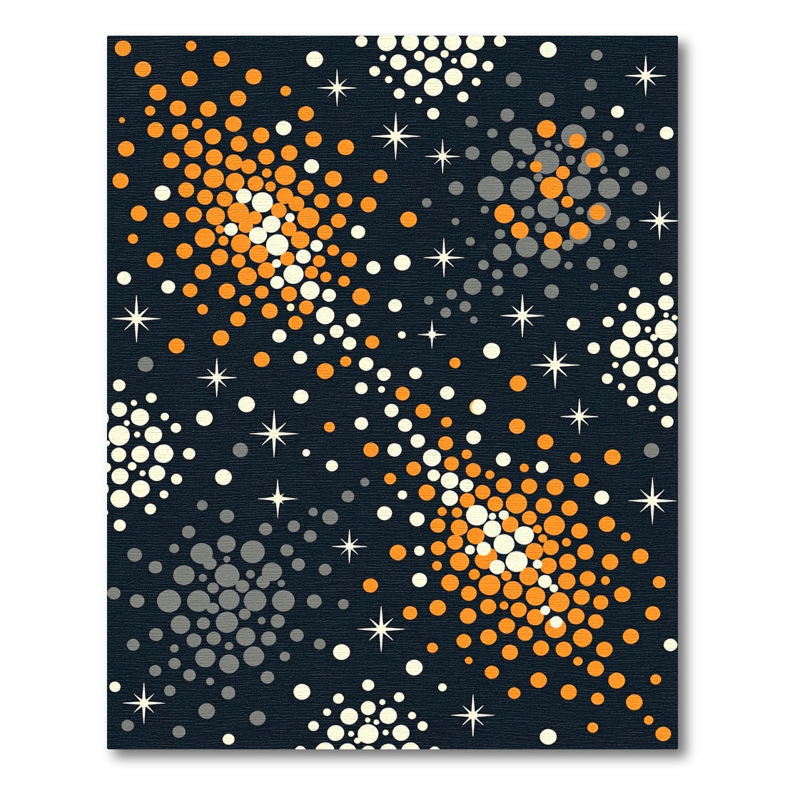 Cosmic Orange and Gray Starry Sky Rug